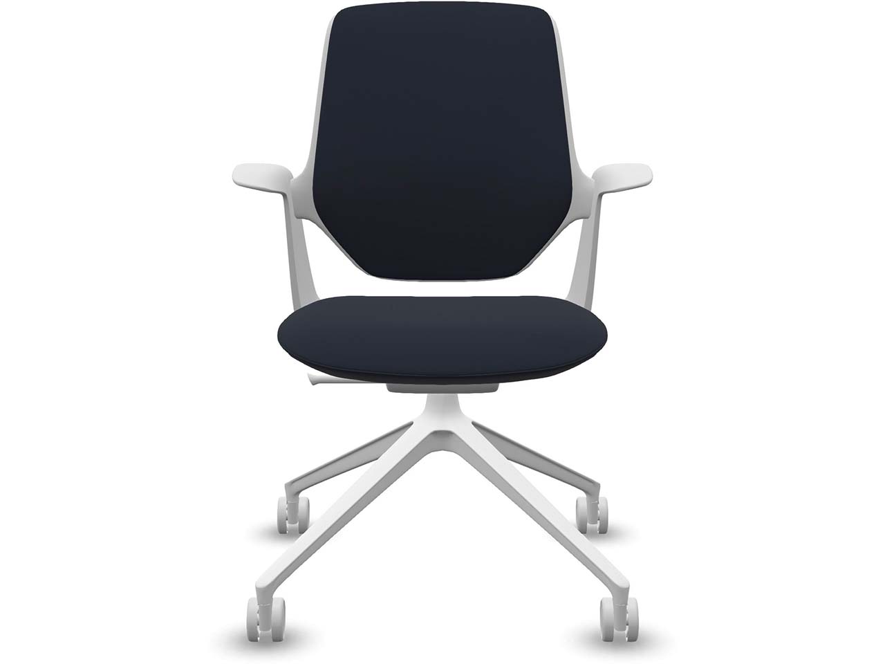 Profim Besucherstuhl "TRILLO PRO" mit Sternfußgestell auf Rollen, weiß, Stoff: blau