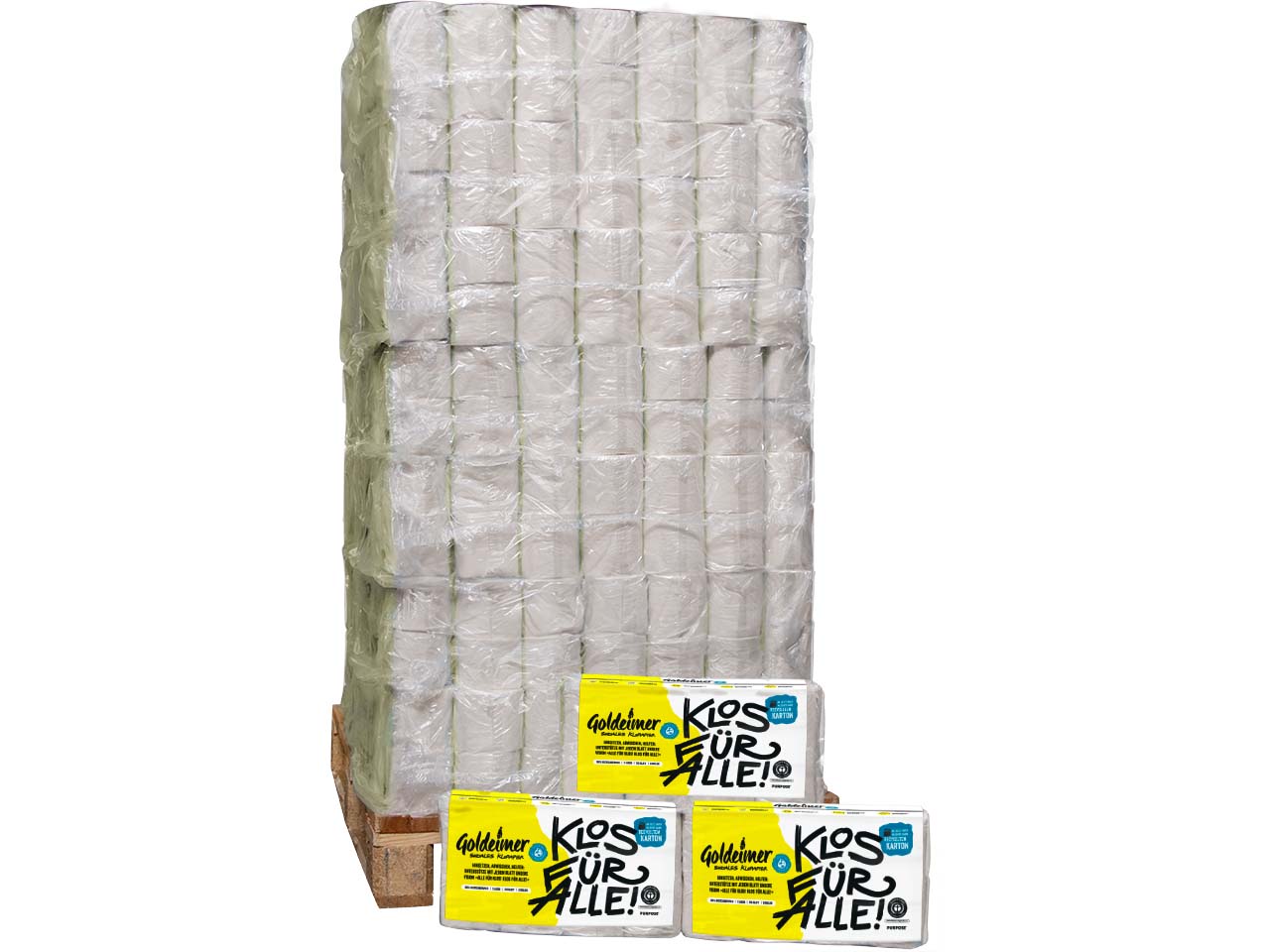 189 x 8 Rollen Goldeimer Toilettenpapier "RC Nature", 3-lagig - Ganze Palette