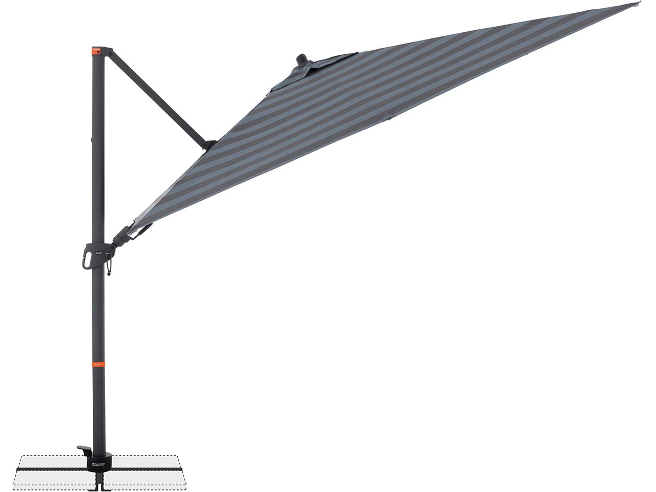 doppler Pendelschirm "myZone AX" 280 x 280 cm, Blockstreifen anthrazit