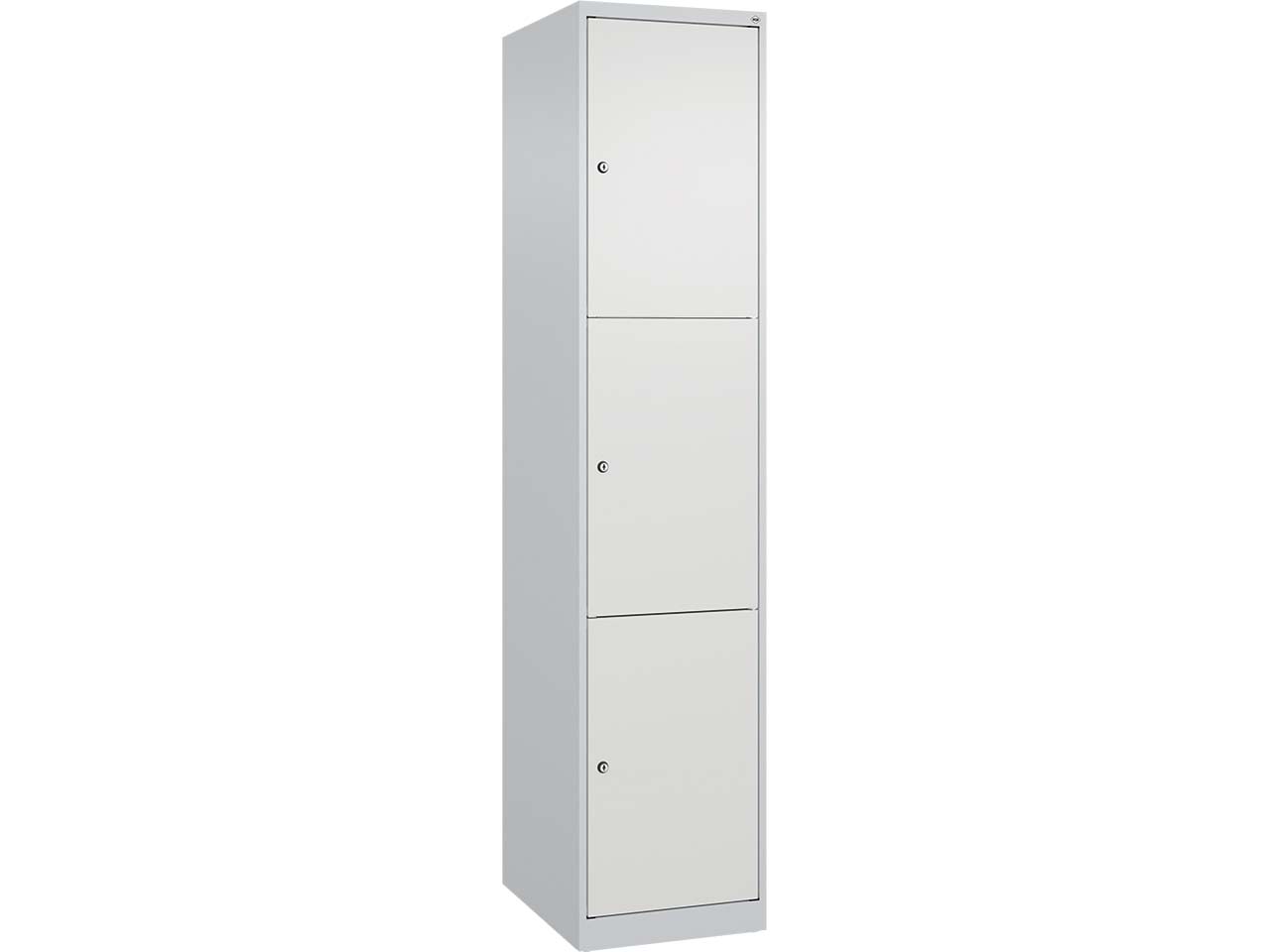 C+P Schließfachschrank Classic PLUS, 3 Fächer, 1850x400x500mm, Lichtgrau/Verkehrsweiß