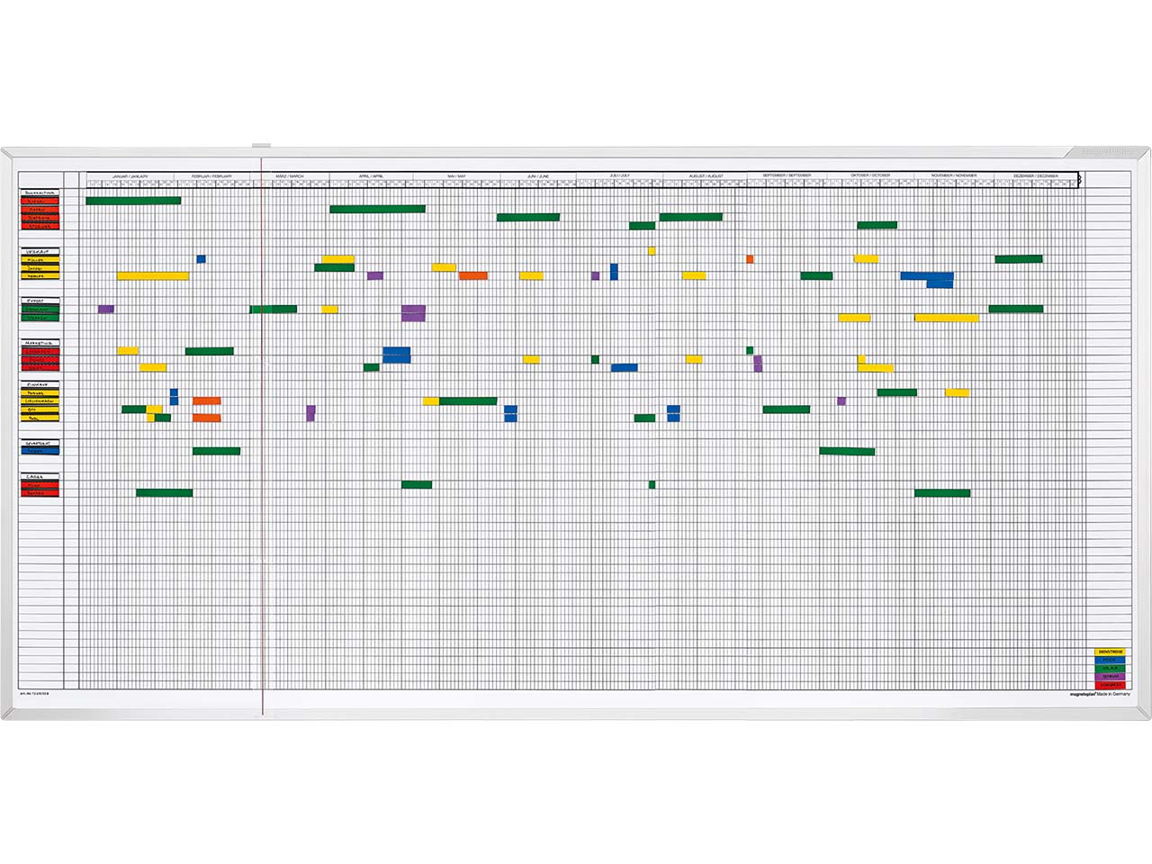magnetoplan Whiteboard, Plantafel für Aktivitäten- und Urlaubsplaner für 30 Personen