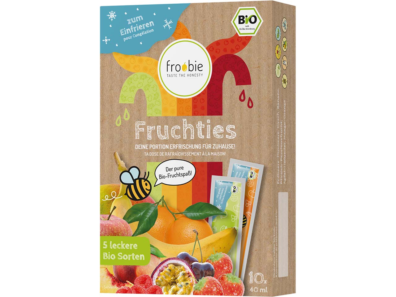 froobie Bio-Wassereis "Fruchties", 10 x 40 ml