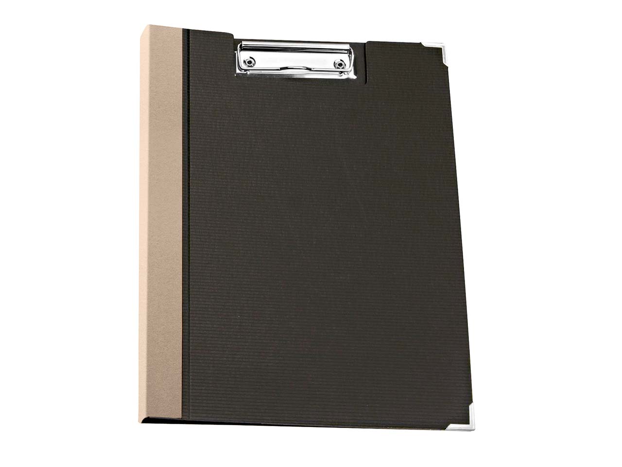 Klemmbrettmappe "Feine Welle" mit glattem Rücken, schwarz/natur