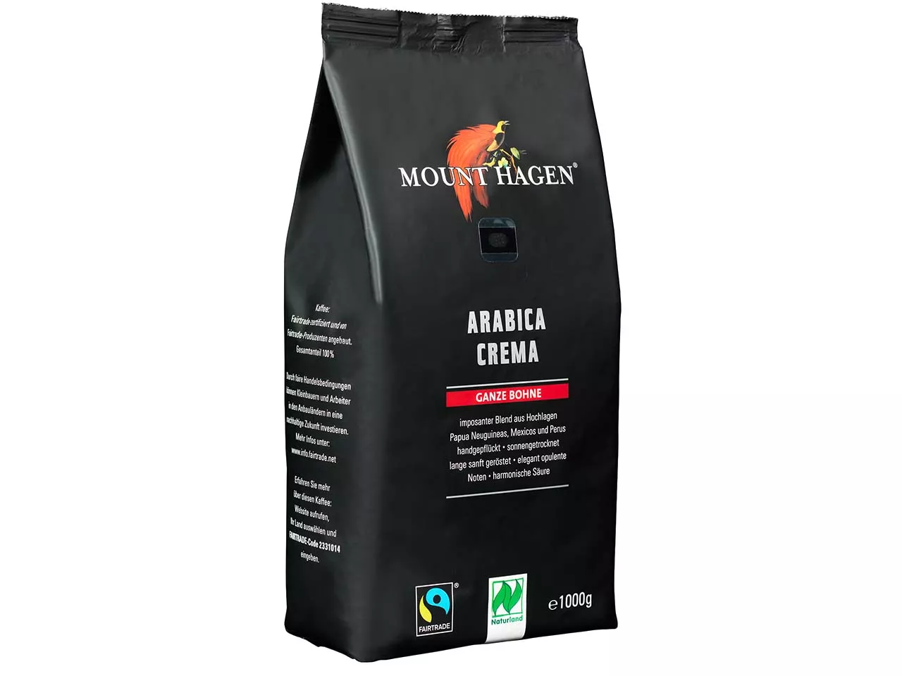 Mount Hagen Bio-Kaffee Arabica Crema, ganze Bohnen, 1000 g