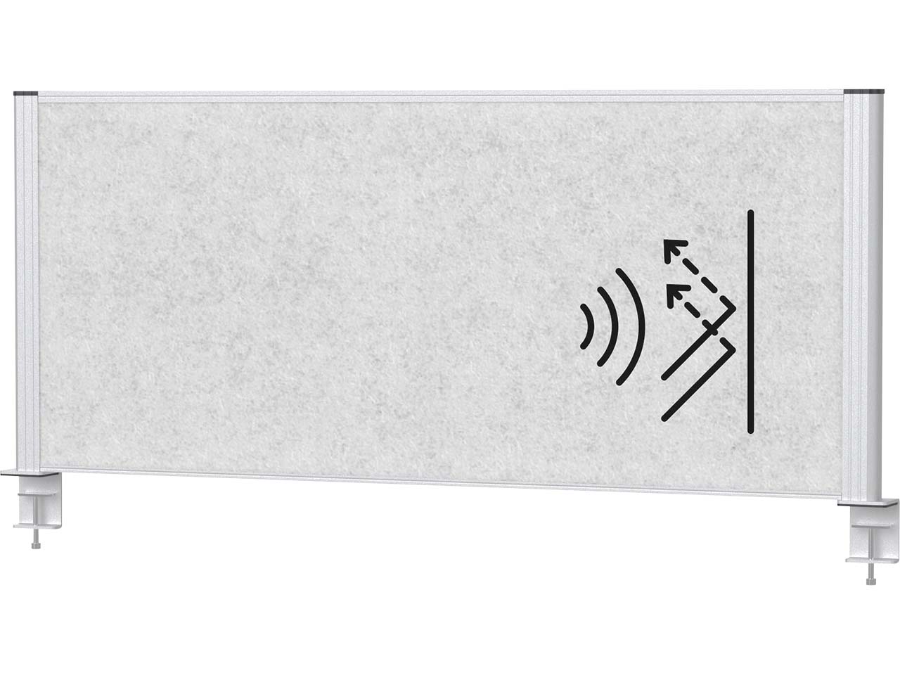 MAUL Tisch-Trennwand "MAULconnecto" silber, Akustik 120 x 50 cm, hellgrau
