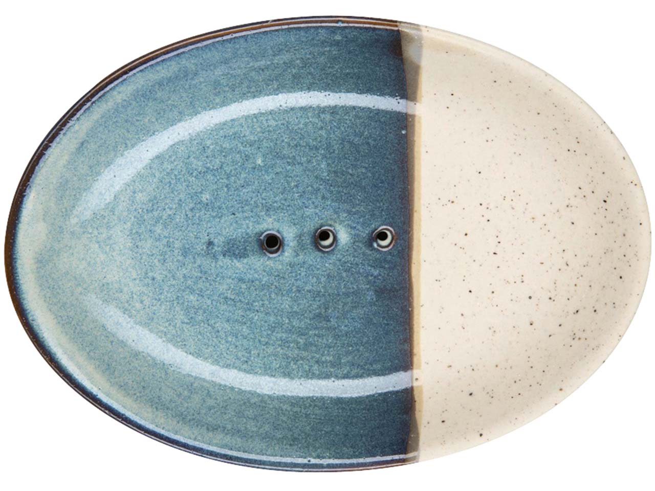 tranquillo Seifenschale 'RUSTIC' blau-weiß, aus Steingut, oval