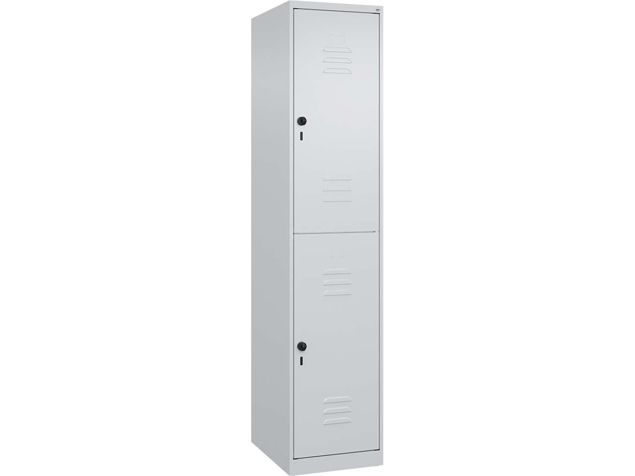 C+P Doppelstock-Spind Classic PLUS, 2 Fächer, 1850x400x500mm, Lichtgrau/Lichtgrau