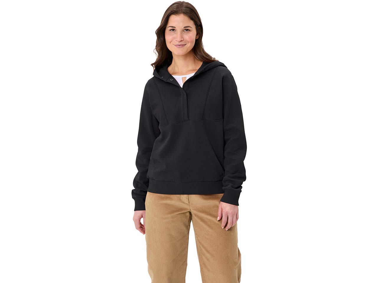 VAUDE Damen-Hoodie 'Manukau IV' mit Druckknopfleiste, black, Gr. 36