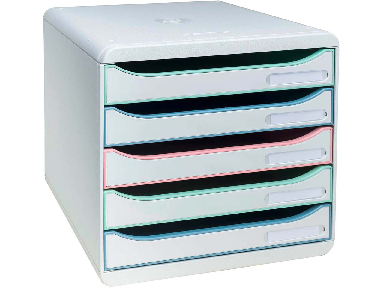 Exacompta Schubladenbox "Big Box AutentiK" DIN A4+, 5 Schubladen fbg sort., Korpus weiß