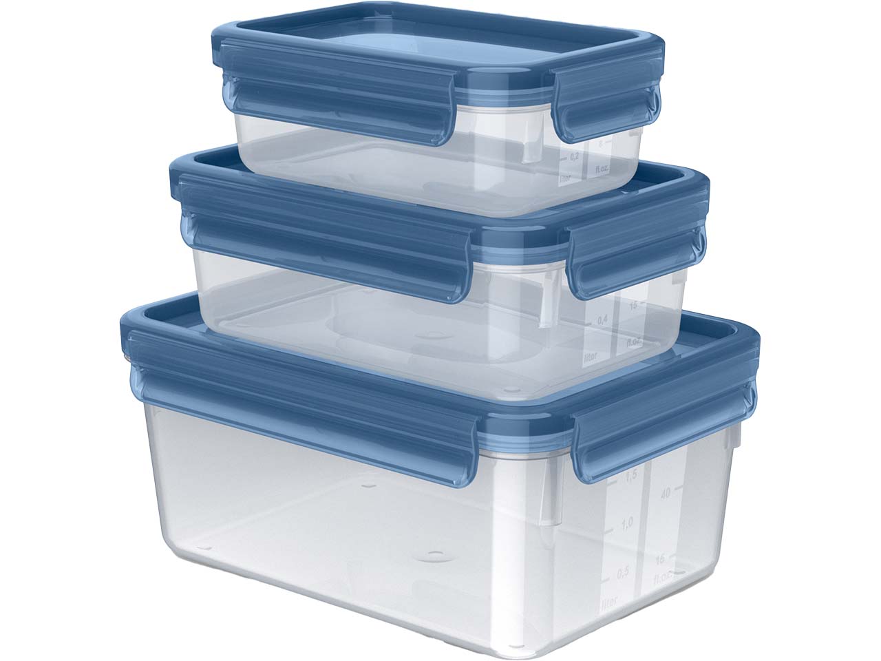 EMSA 3er-Set Frischhaltedose "Clip & Close ECO", 0,55/1/2,2 l, transparent/blau