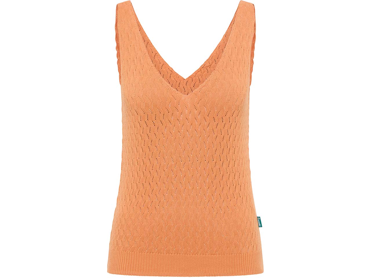 tranquillo Bio-Damen-Strick-Top mit V-Ausschnitt, melon, Gr. L