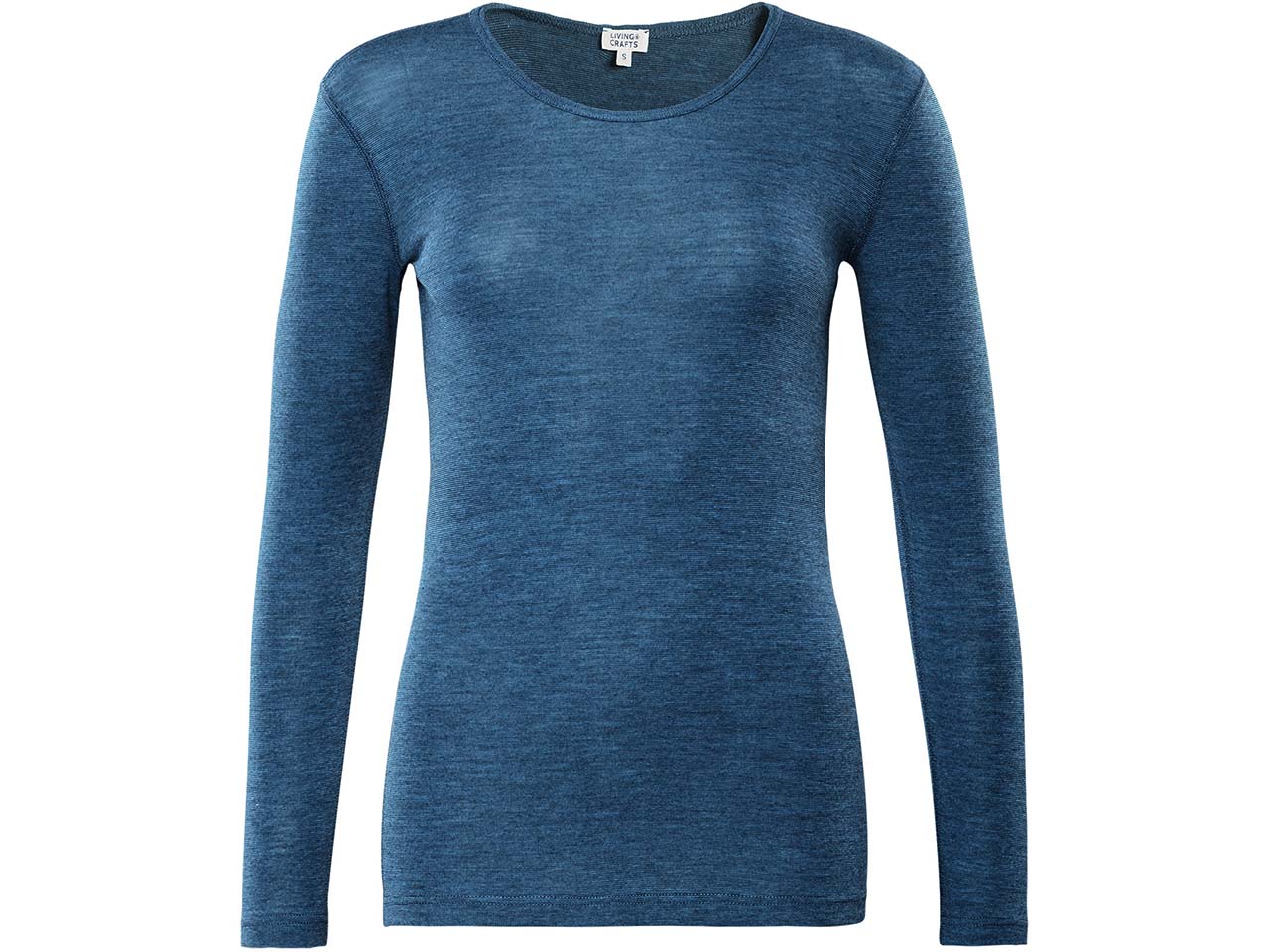 Living Crafts Bio-Damen-Langarmshirt "BIANCA" mit Rundhalsausschnitt, mid blue, Gr. S