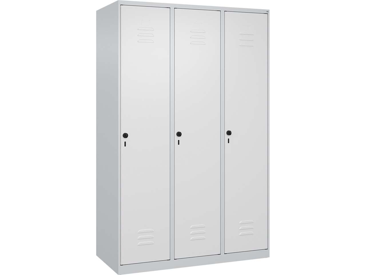 C+P Spind Classic PLUS, 3 Abteile, 1850x1200x500mm, Lichtgrau/Verkehrsweiß