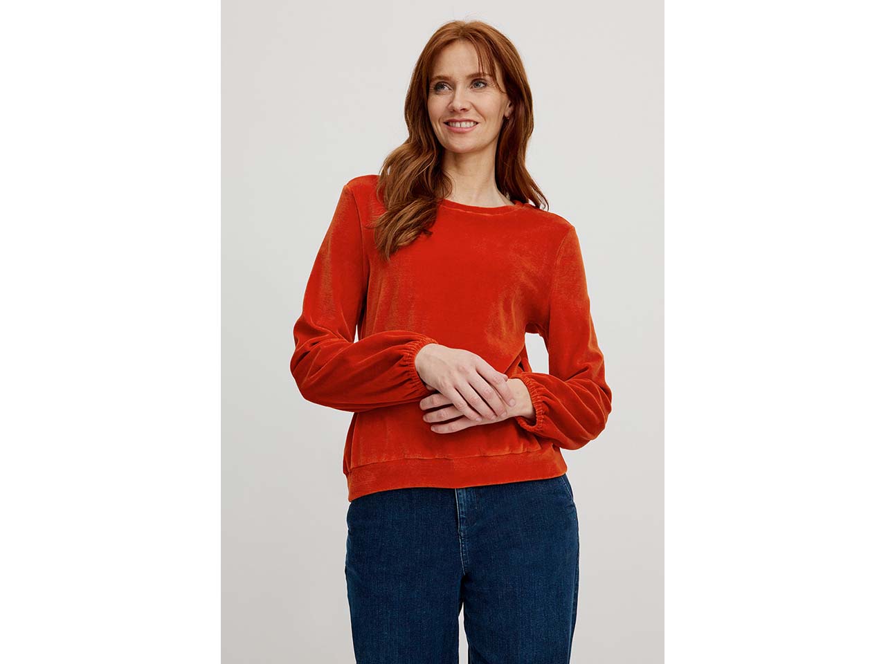 tranquillo Bio-Damen-Langarmshirt aus Nicky Velours, rooibos, Gr. S