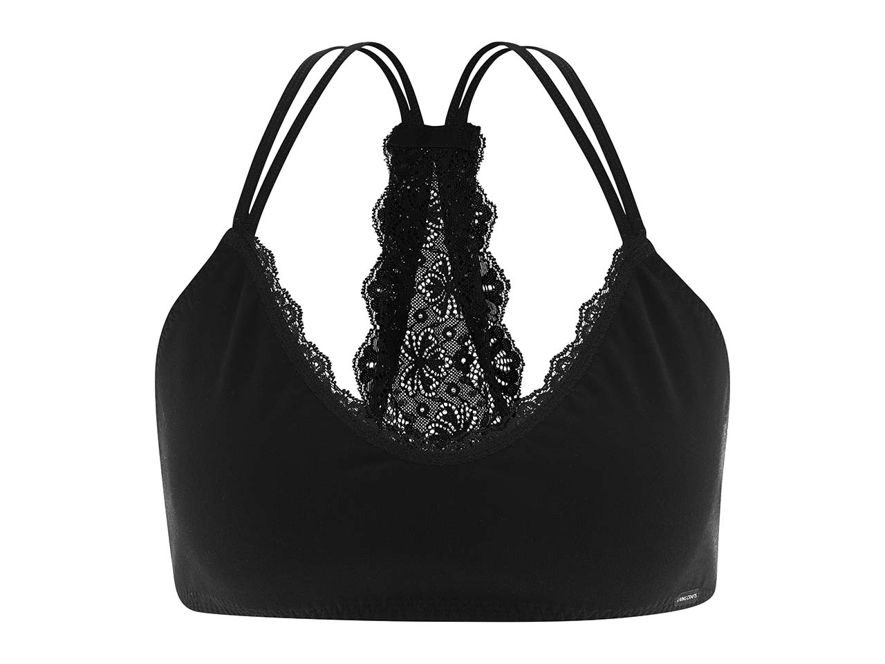 Living Crafts Bio-Damen-Bustier mit Spitzenausschnitt, schwarz, Gr. XS