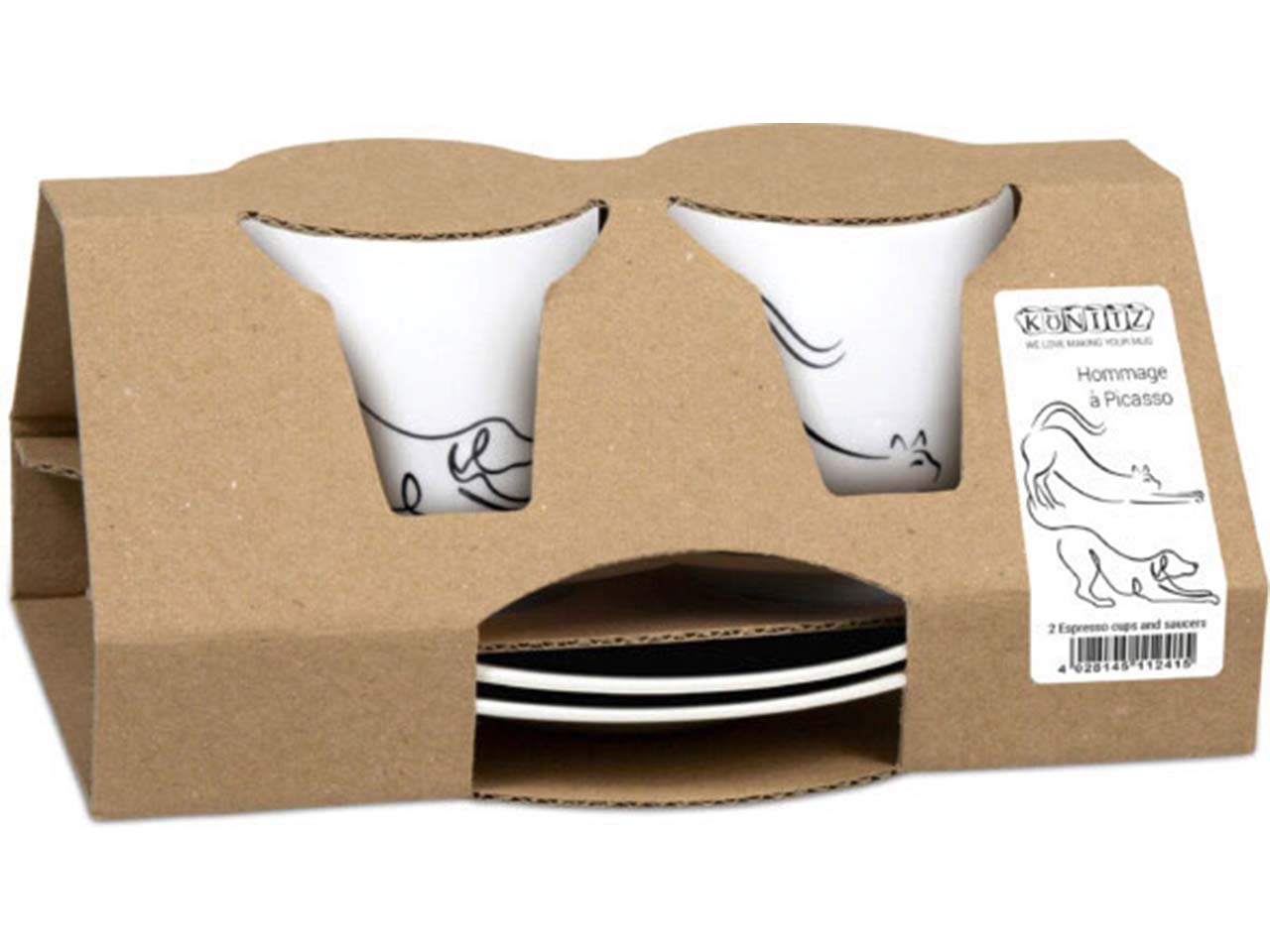 Könitz Espresso-Set "Hommage á Picasso - Le Chien/Chat" im Geschenkkarton, 2 x 85 ml
