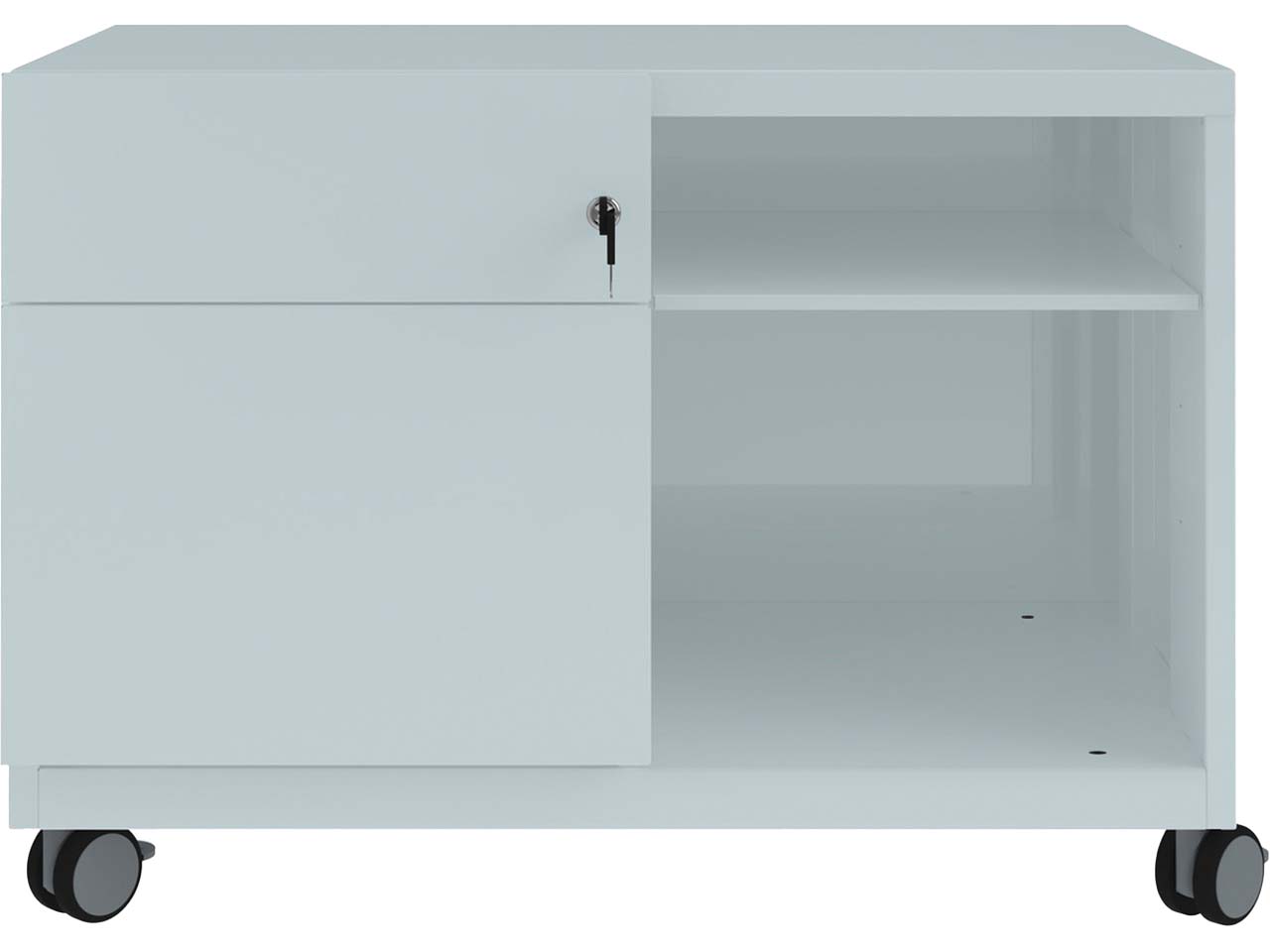 BISLEY Rollcontainer "Caddy Note™" Schubladen und Ziehgriff links, lichtgrau