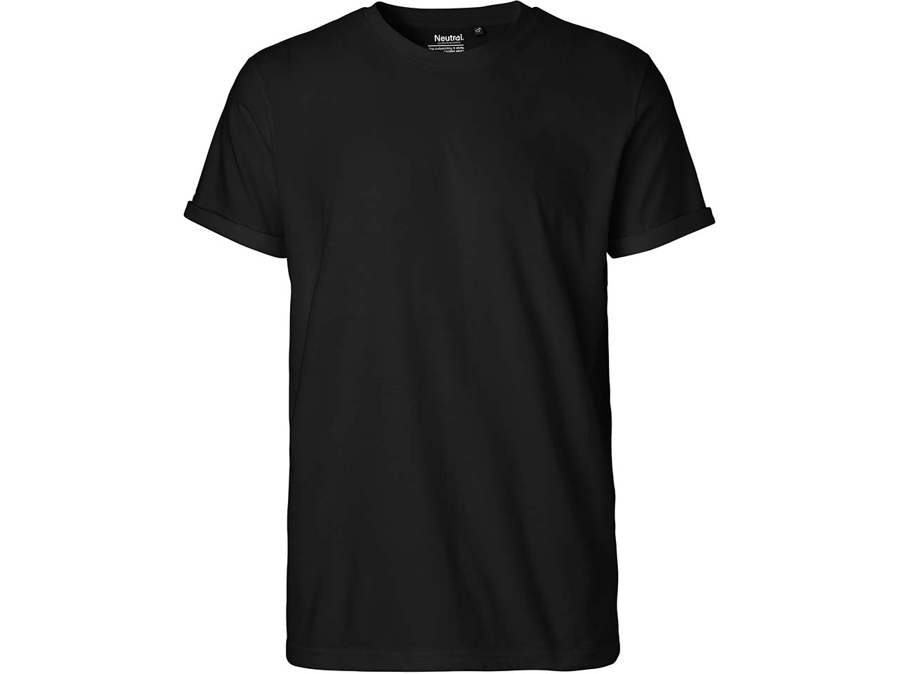 Neutral Bio-Herren-T-Shirt mit Roll-Up-Ärmeln, schwarz, Gr. XXL