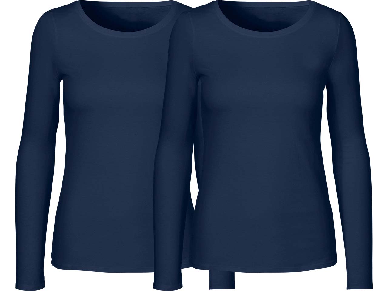 Neutral 2er-Pack Bio-Damen-Langarmshirt mit Rundhalsausschnitt, navy, Gr. M