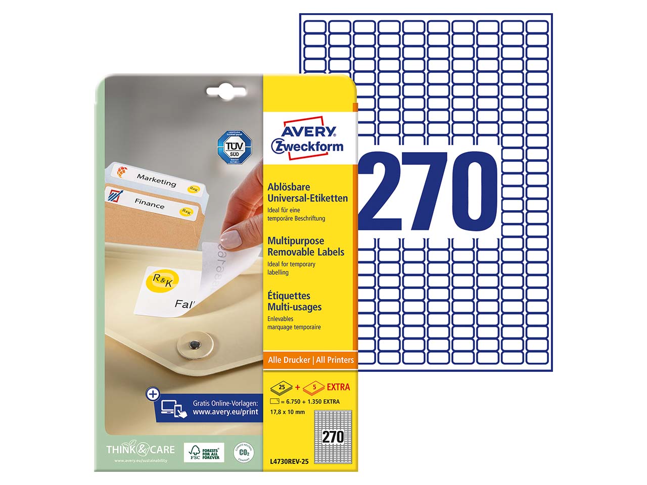 6.750 Stick+Lift Etiketten 17,8 x 10 mm, A4