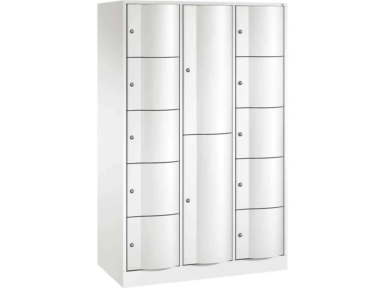 Kombi-Schließfachschrank, H1950xB1148xT540 mm, 5+2+5 Fächer, Verkehrsweiß