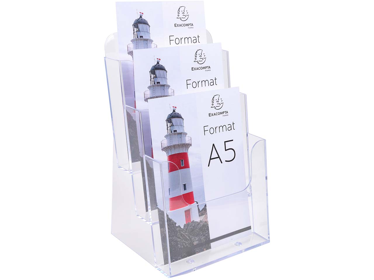 Exacompta Prospekthalter "Exacryl" aus PS, 3 Fächer, DIN A5