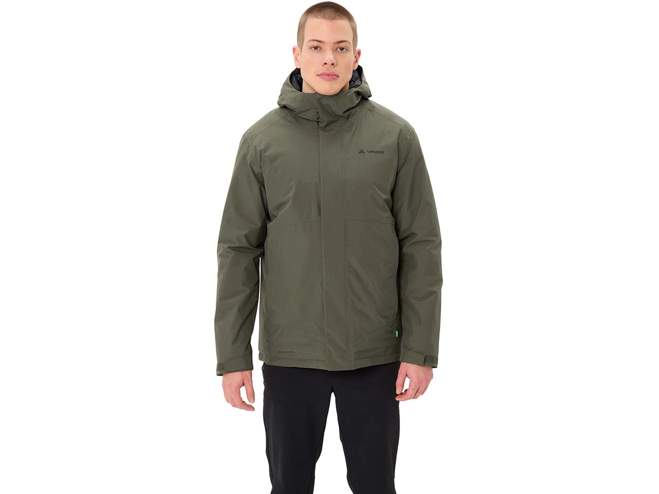 VAUDE Herren-Winter-Regenjacke 'Rosemoor II' mit weitenregulierbarer Kapuze, khaki, Gr. M