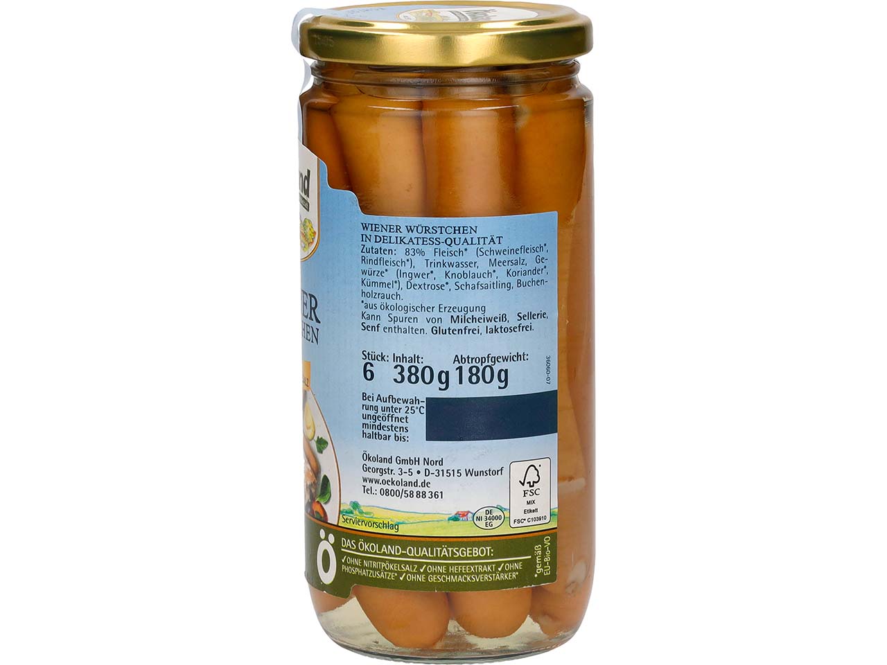 Ökoland Bio-Wiener-Würstchen, 380 g