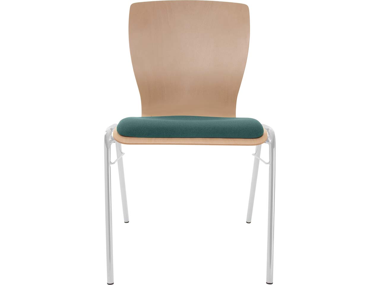 Besucherstuhl "A29" Buche, Gestell silber, Steg, Sitzpolster dunkelgrün