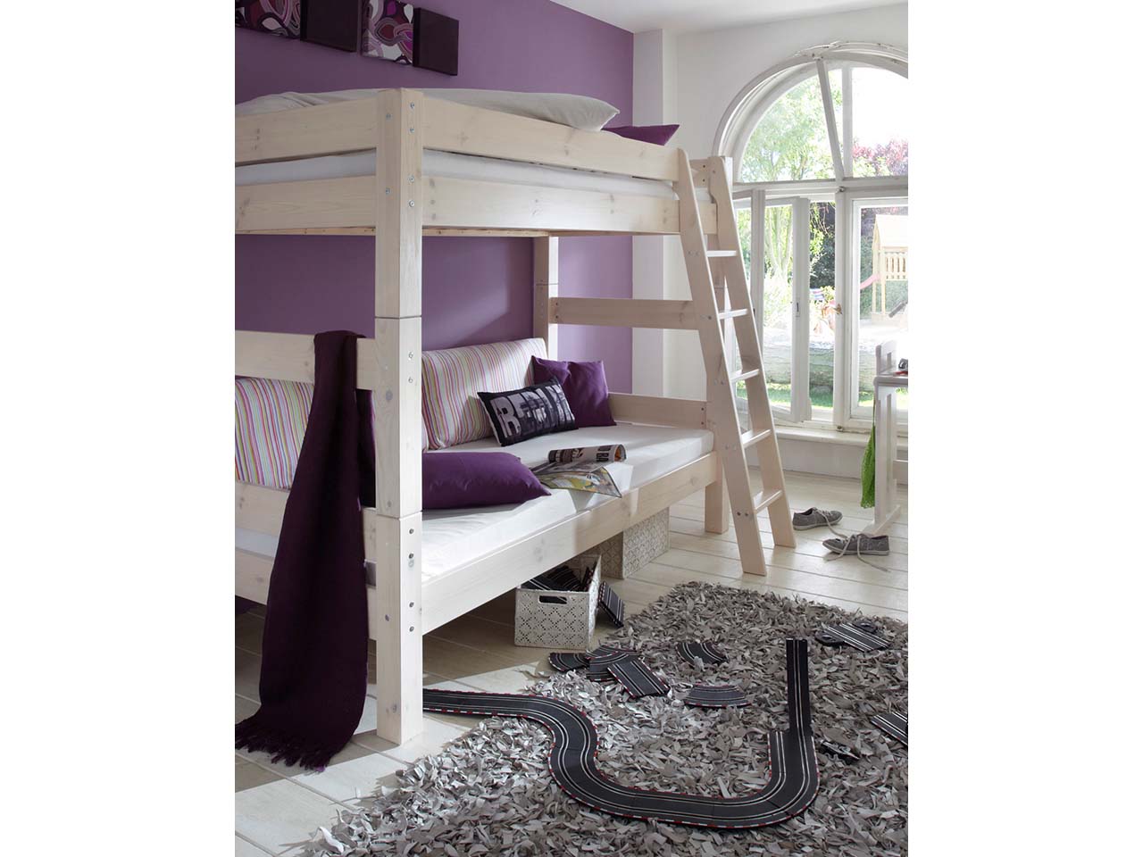 Etagenbett "Tobykids" 2 Betten, 90x200 cm, Kiefer weiß