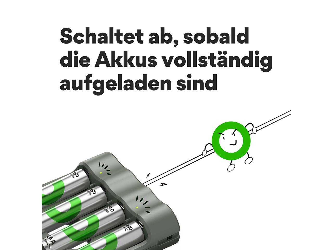 GP Battery USB Ladegerät "B441U" inkl. 4 x AAA mit je 850 mAh