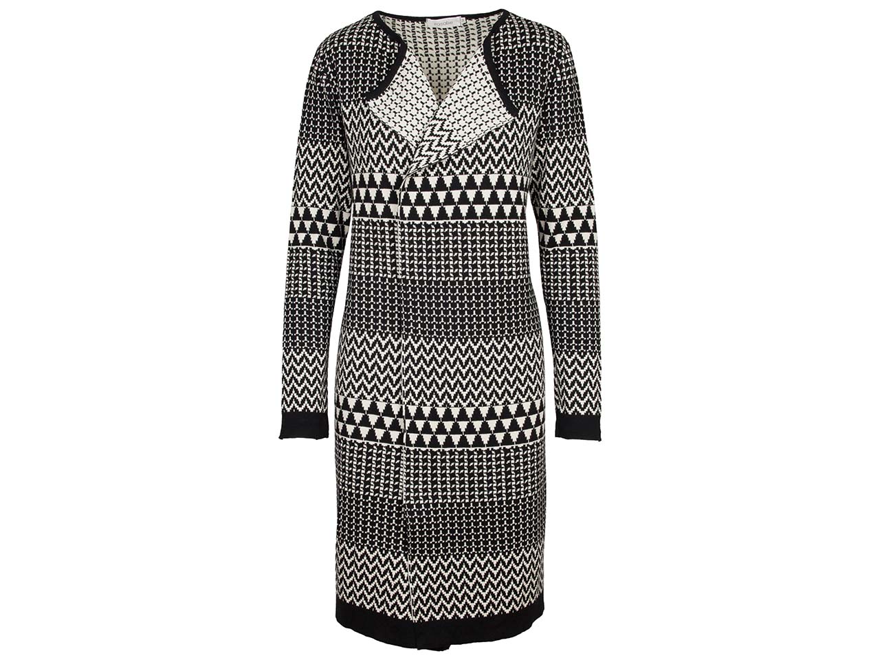 LANA Bio-Damen-Strickmantel "Luba" schwarz-golden creme, Gr. 42