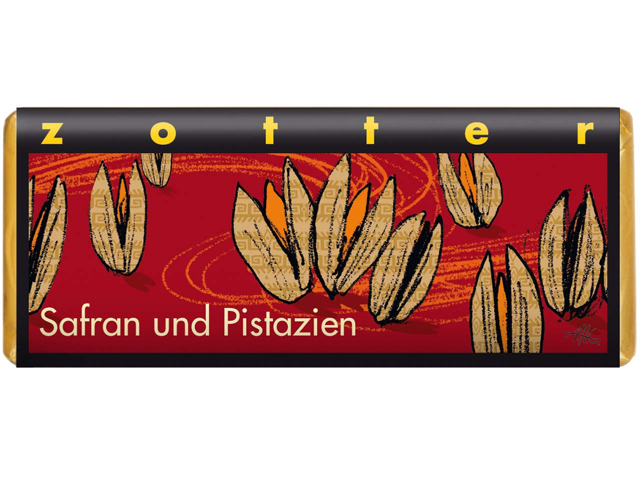 Zotter Bio-Vollmilch-Schokolade 'Safran und Pistazien' 70 g