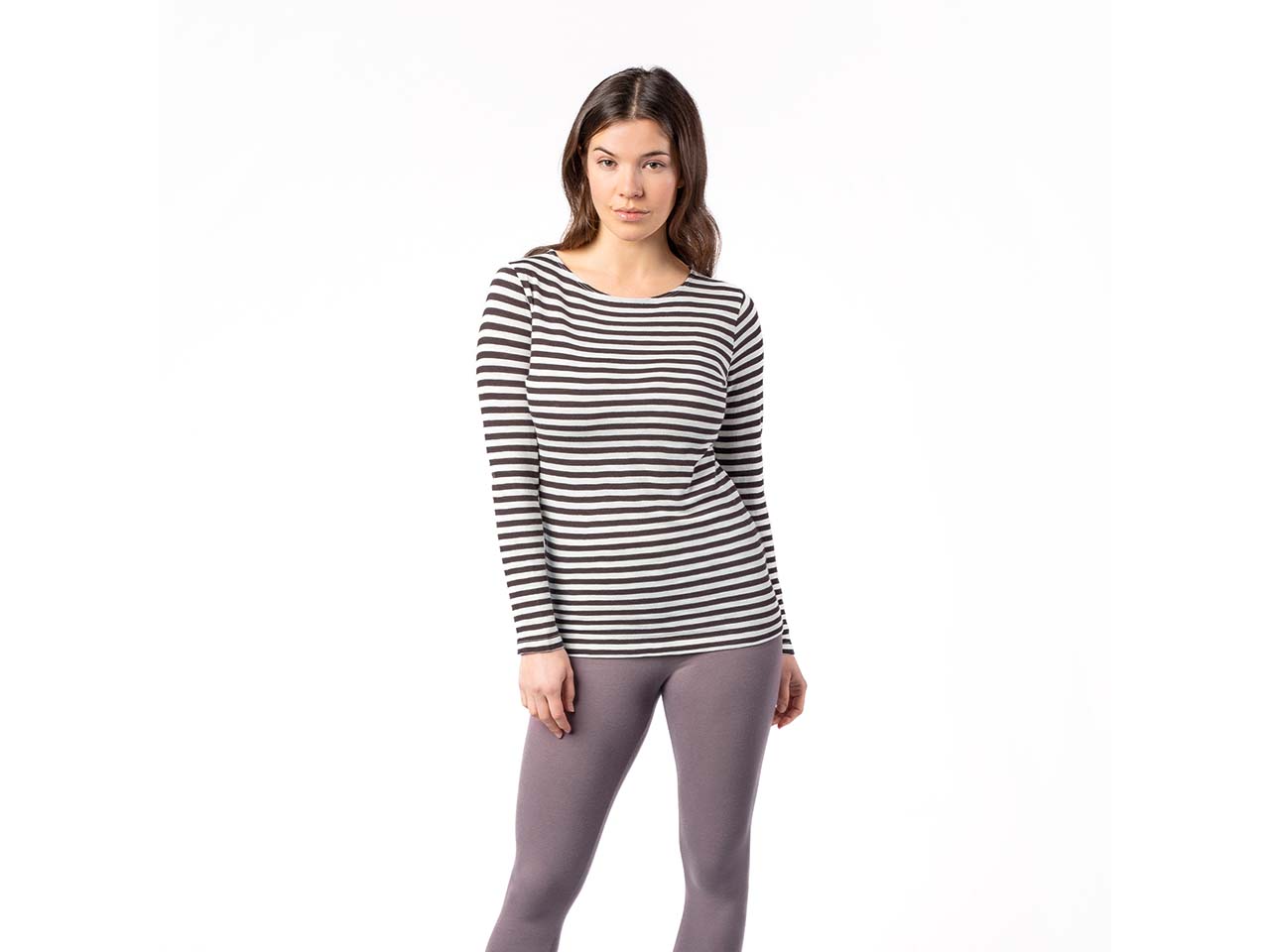 Living Crafts Bio-Damen-Langarmshirt 'SINIA' mit U-Boot-Ausschnitt, zinfandel/cream, Gr. L