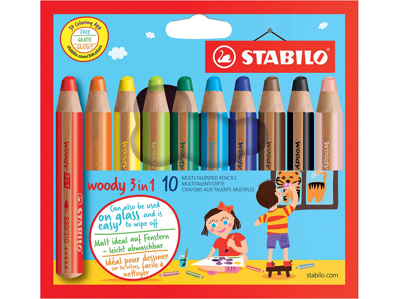 STABILO Multitalent-Stift "woody 3 in 1", 10 Stk.