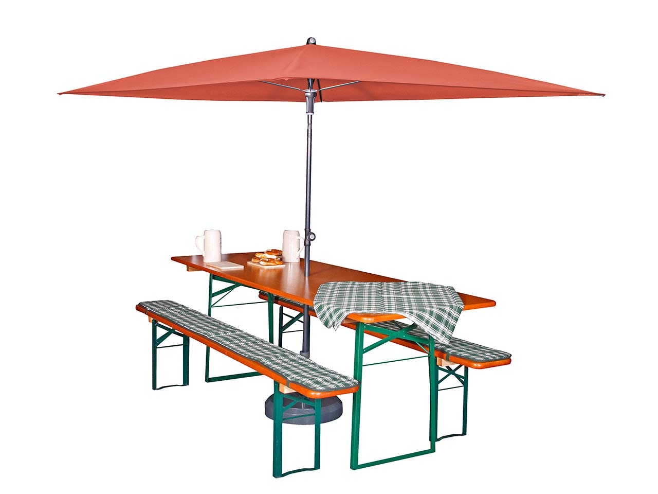 doppler Sonnenschirm für Biertischgarnitur 230 x 190 cm, terrakotta