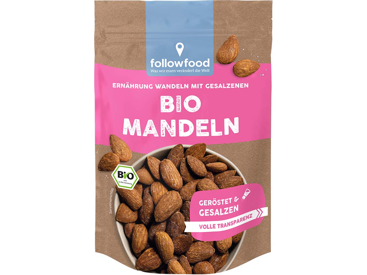 followfood Bio-Mandeln, geröstet und gesalzen, 150 g