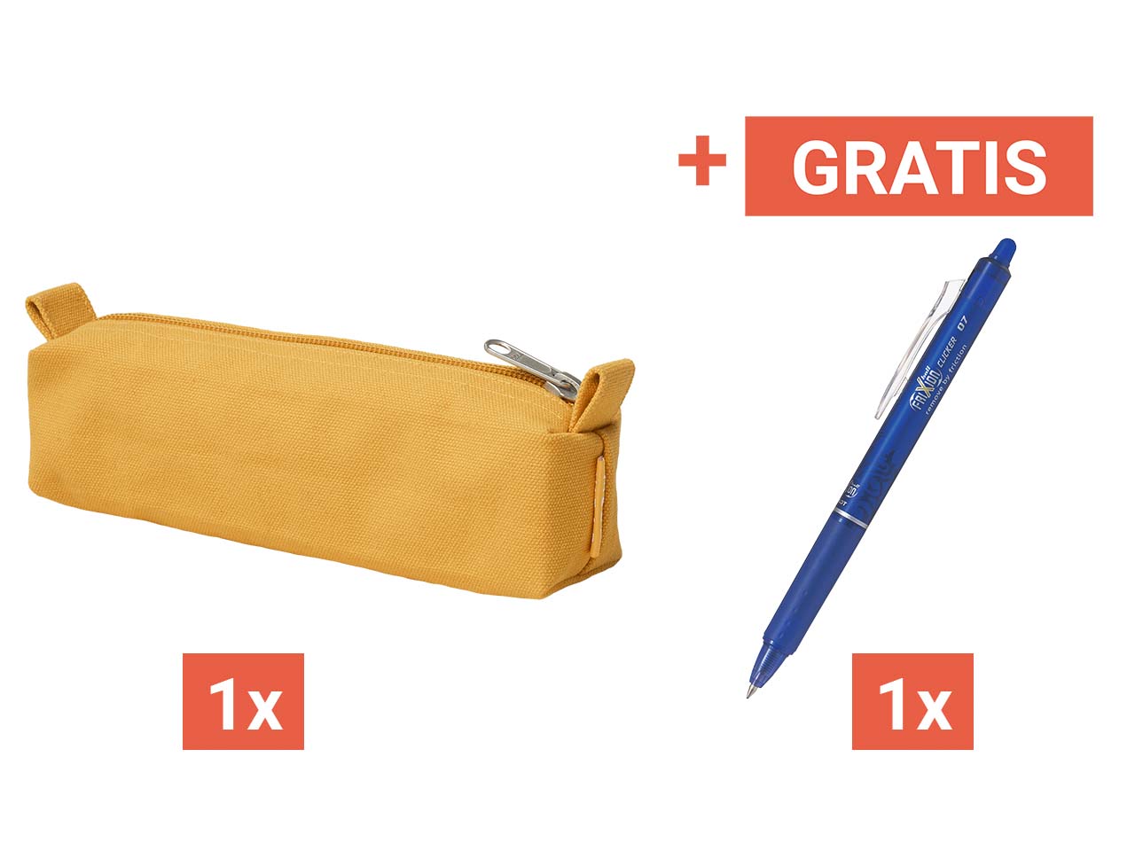 MELA Federmäppchen aus Bio-Baumwoll-Canvas, sunflower + Gratis Pilot Frixion Clicker, blau