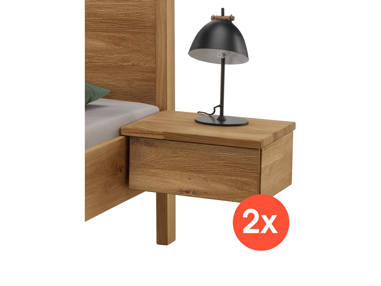 Cinall Nachttische "Aalbaek" B 43 x T 39 x H 20 cm, hängend, Eiche, 2 Stk.