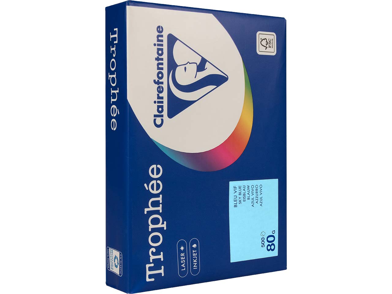 Clairfontaine Farbiges Kopierpapier "Trophee" 80 g/m², DIN A4, eisblau