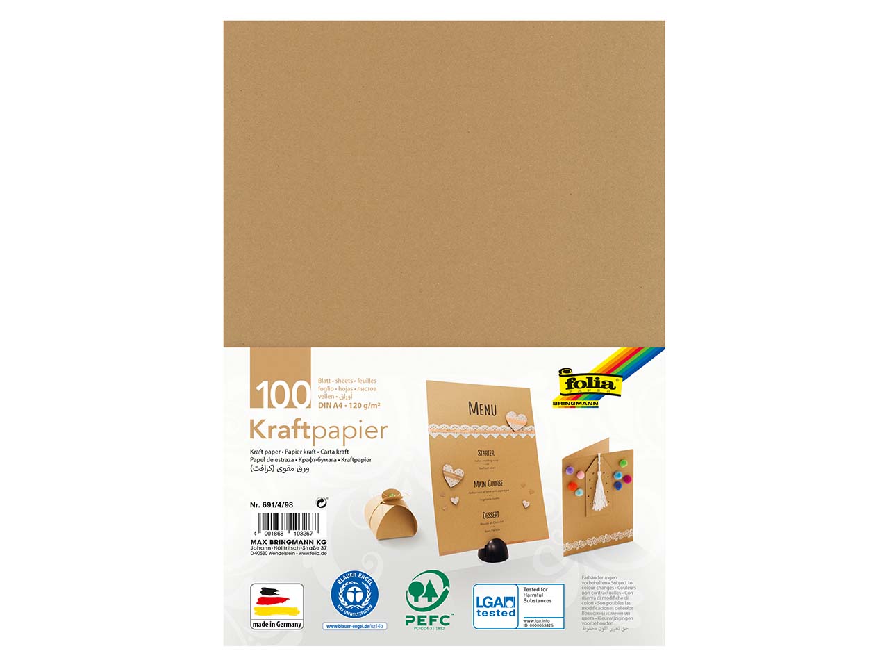 folia Kraftpapier, DIN A4, 120 g/m², 100 Blatt