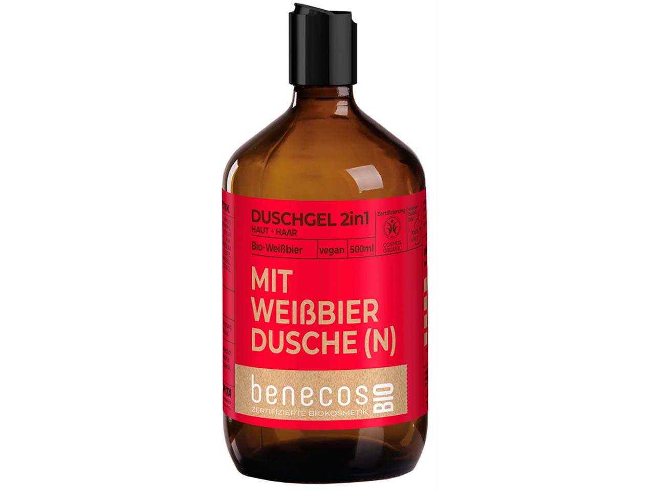 benecos Bio-Herren-Duschgel 2-in-1 mit Bio-Weißbier, 500 ml