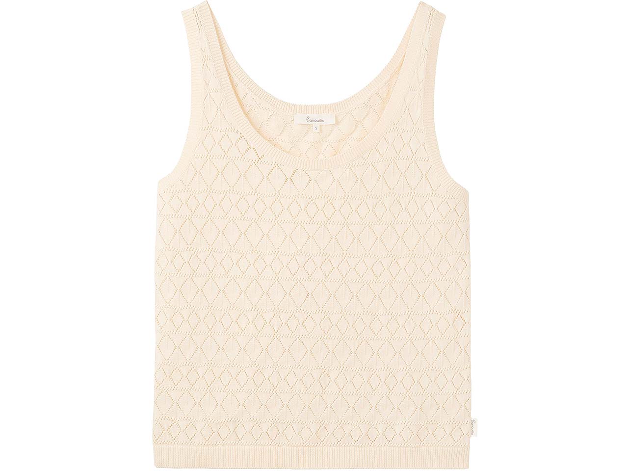 tranquillo Bio-Damen-Strick-Top mit Ajour-Spitze, soft white, Gr. S