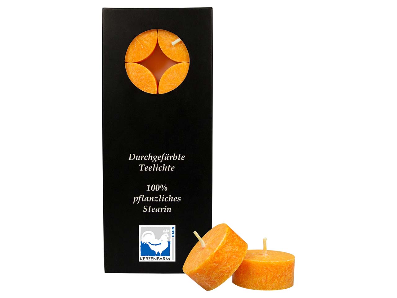 10 Hahn Teelichter aus Stearin, orange