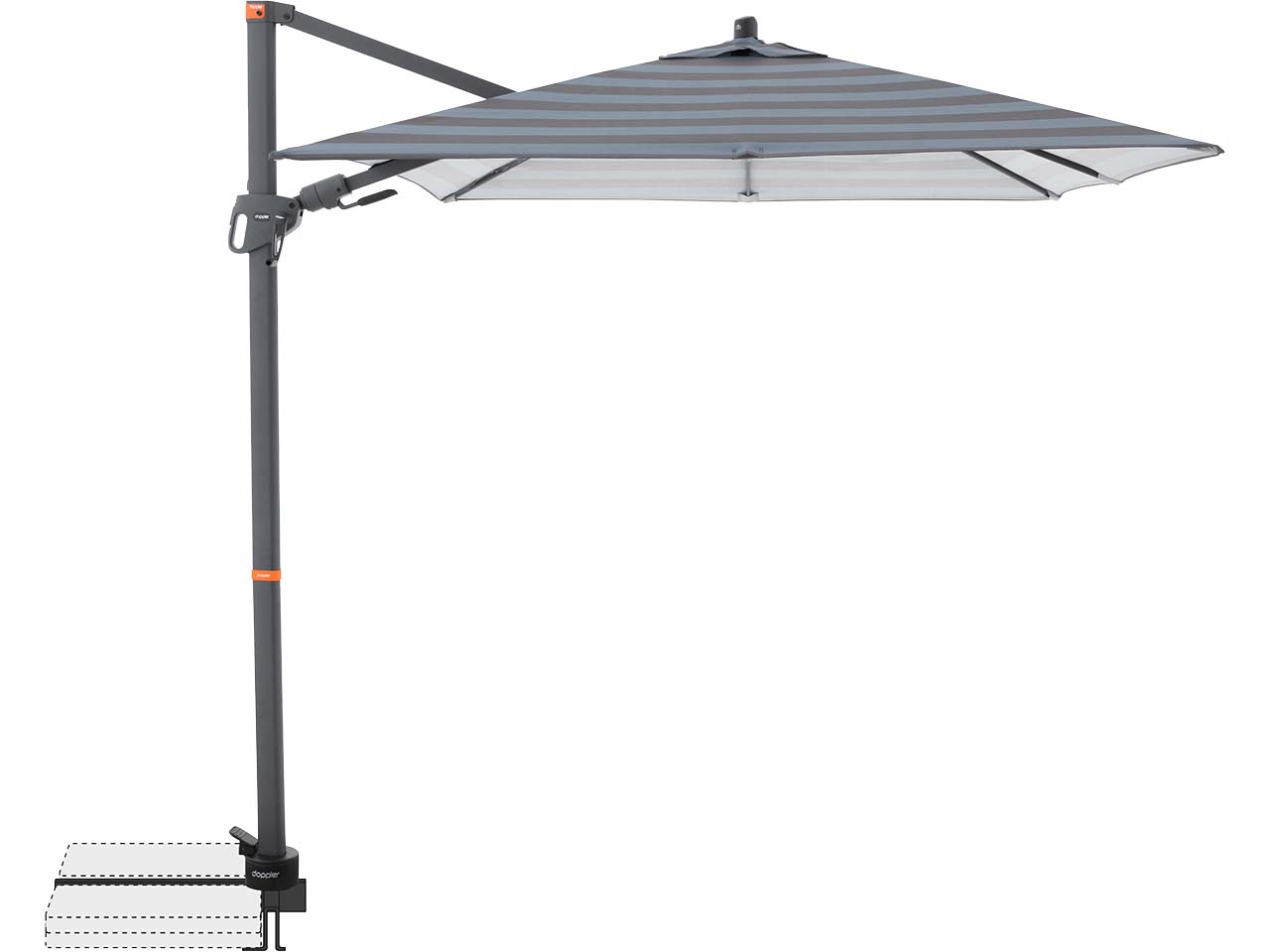doppler Pendelschirm "myZone AX" 210 x 210 cm, Blockstreifen anthrazit