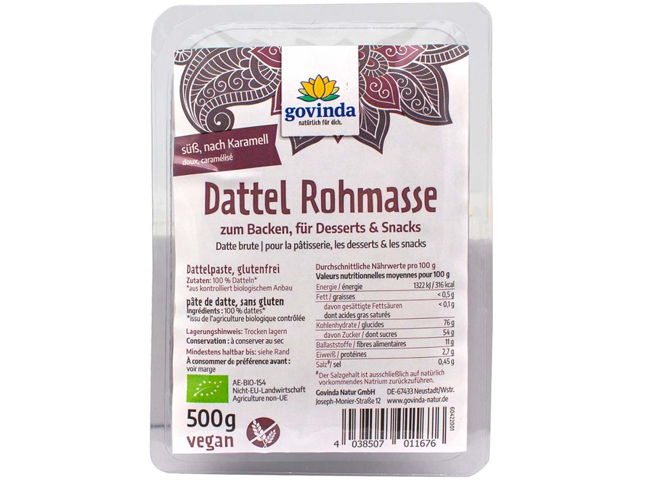 govinda Bio-Dattel-Rohmasse, 500 g