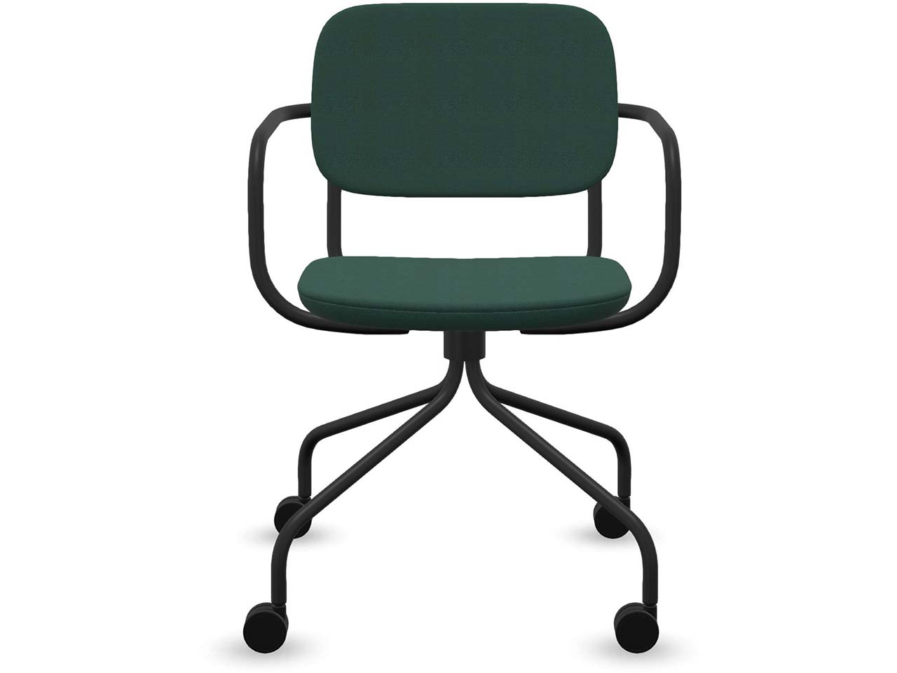 Profim Besucherstuhl "NORMO" mit Sternfußgestell auf Rollen, schwarz, Stoff: grün