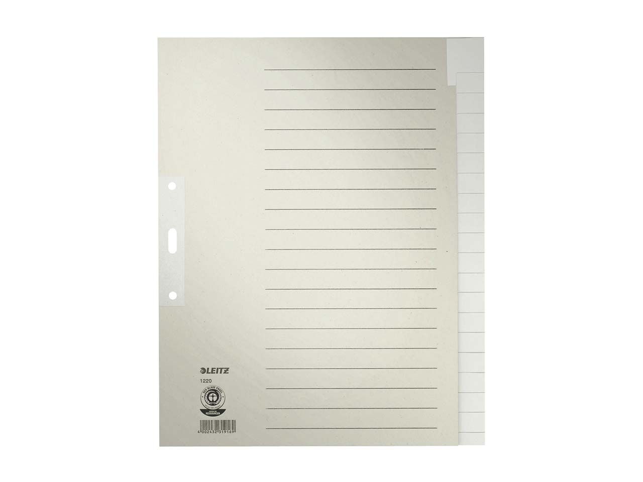 Leitz Register aus Tauenpapier blanko, A4 Überbreite