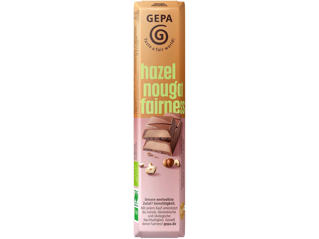 GEPA Bio-Schokoladenriegel "Hazel Nougat" Fairness, 37,5 g