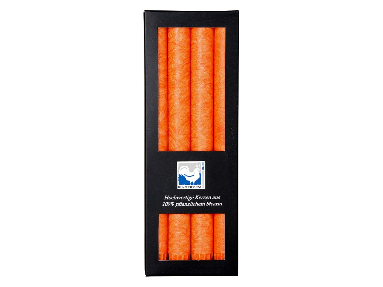 4 Hahn Stabkerzen aus Stearin, 22 x 250 mm, orange